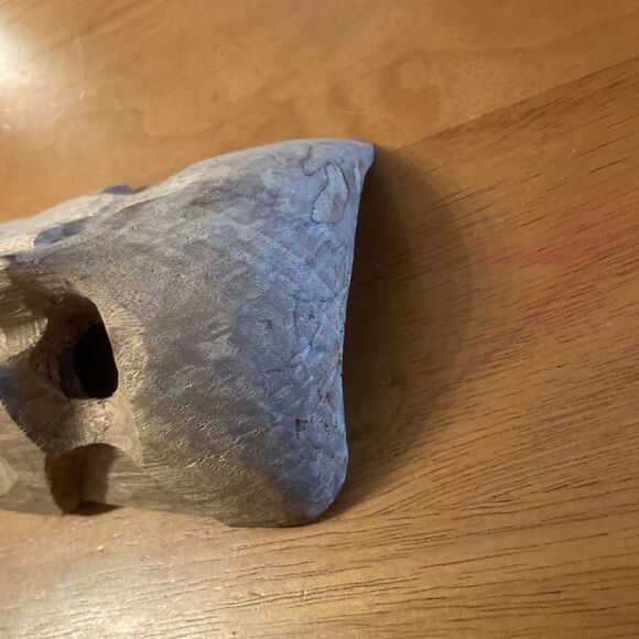 Vtg Hand Carved Wooden Skull Mask Mexican Folk Art Zihuatanejo Ixtapa Rough Hewn - Picture 6 of 8